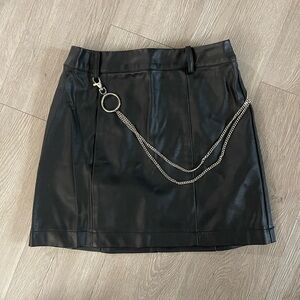 Forever 21 Black Mini Skirt with Silver Chain Detail